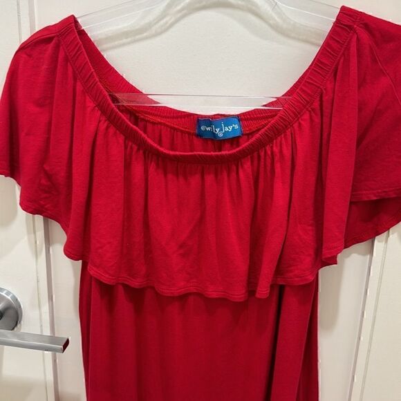 willy Jays Dresses & Skirts - Willy Jays Red Off The Shoulder Layered Top Strapless Size Small